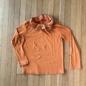Misha & Puff autumn orange shirt with frill collar — size 10
